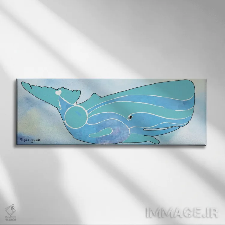 تابلو نهنگ آبیِ اقیانوس اثر جو لینچ - نمای روبهرو روی دیوار