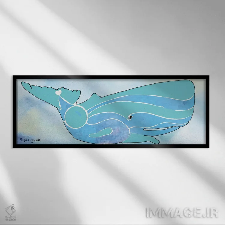 تابلو نهنگ آبیِ اقیانوس اثر جو لینچ - نمای قابدار مشکی