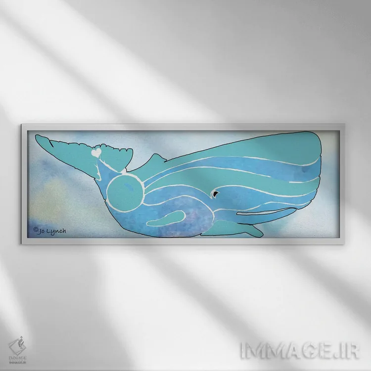 تابلو نهنگ آبیِ اقیانوس اثر جو لینچ - نمای قابدار سفید