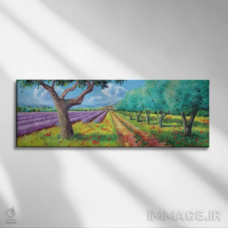 تابلو درختان زیتون و گدازه اثر ژان-مارک یانیاچیک - نمای روبهرو روی دیوار