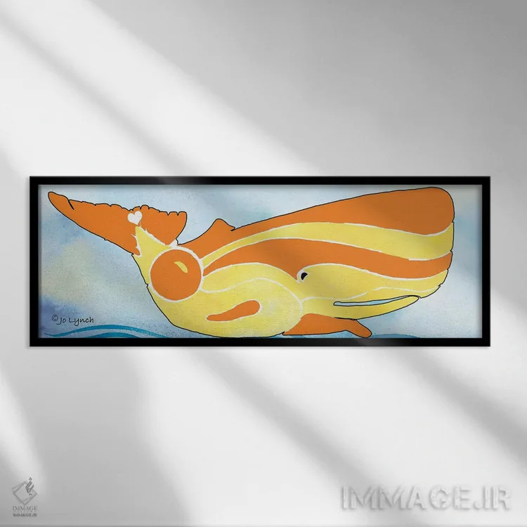 تابلو نهنگ زرد و نارنجی اثر جو لینچ - نمای قابدار مشکی