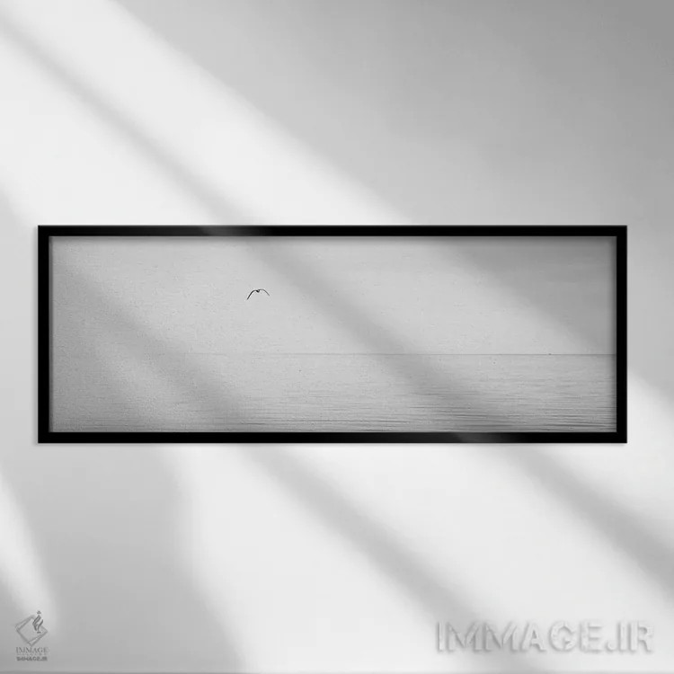 تابلو پنل آبی سیاه و سفید XVI اثر جیمز مکلافلین - نمای قابدار مشکی