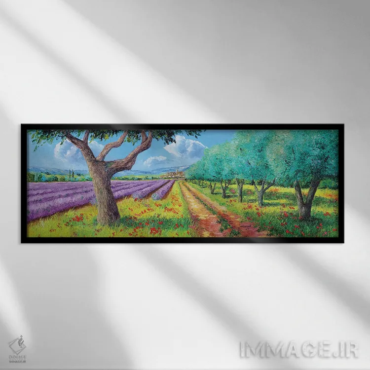 تابلو درختان زیتون و گدازه اثر ژان-مارک یانیاچیک - نمای قابدار مشکی