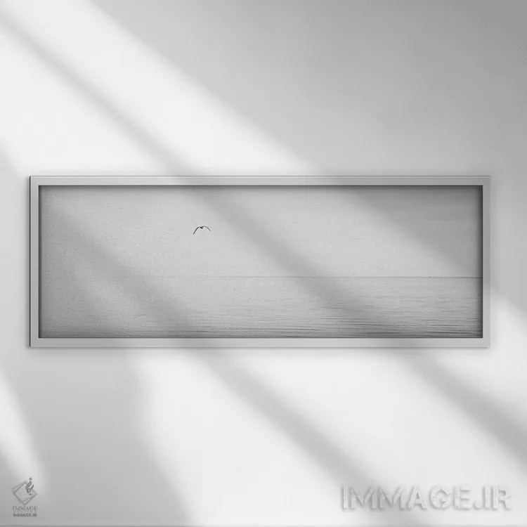 تابلو پنل آبی سیاه و سفید XVI اثر جیمز مکلافلین - نمای قابدار سفید