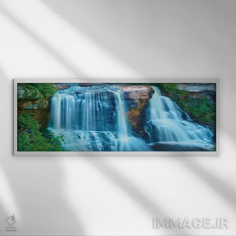 تابلو پانورامای آبشار II اثر جیمز مکلافلین - نمای قابدار سفید