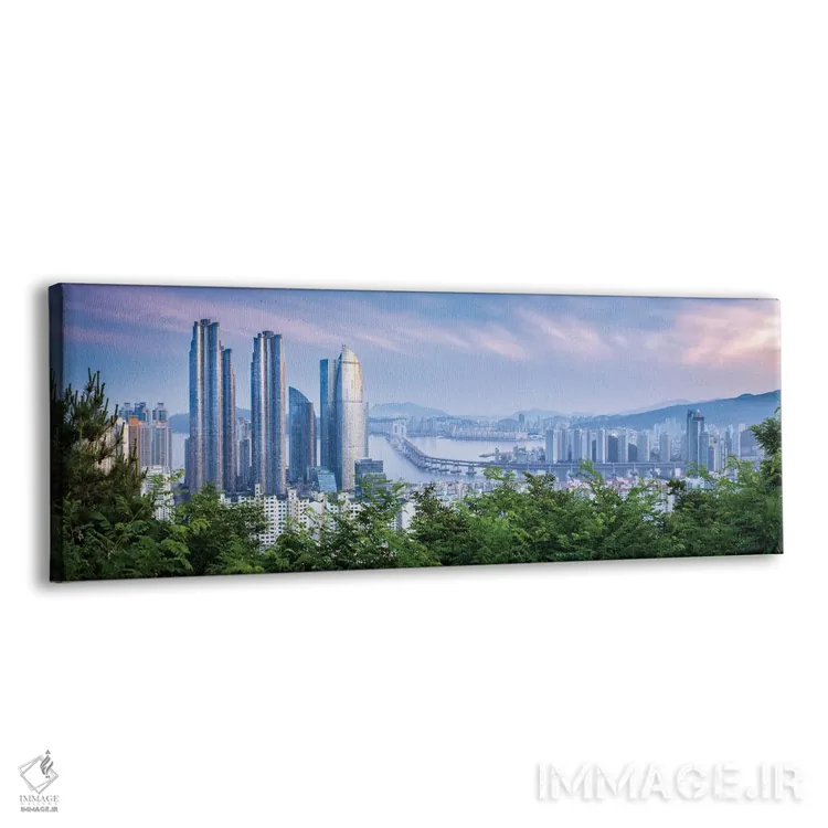 تابلو پانورامای آسماننمای بوسان با ساختمانهای مارینا آی پارک هایئوندئه اثر یان بکه - نمای پرسپکتیو محصول