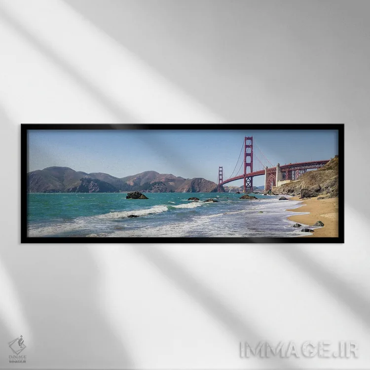 تابلو San Francisco, California, Usa,پل گلدن گیت از ساحل مارشال، سانفرانسیسکو (کالیفرنیا) اثر یان بکه - نمای قابدار مشکی