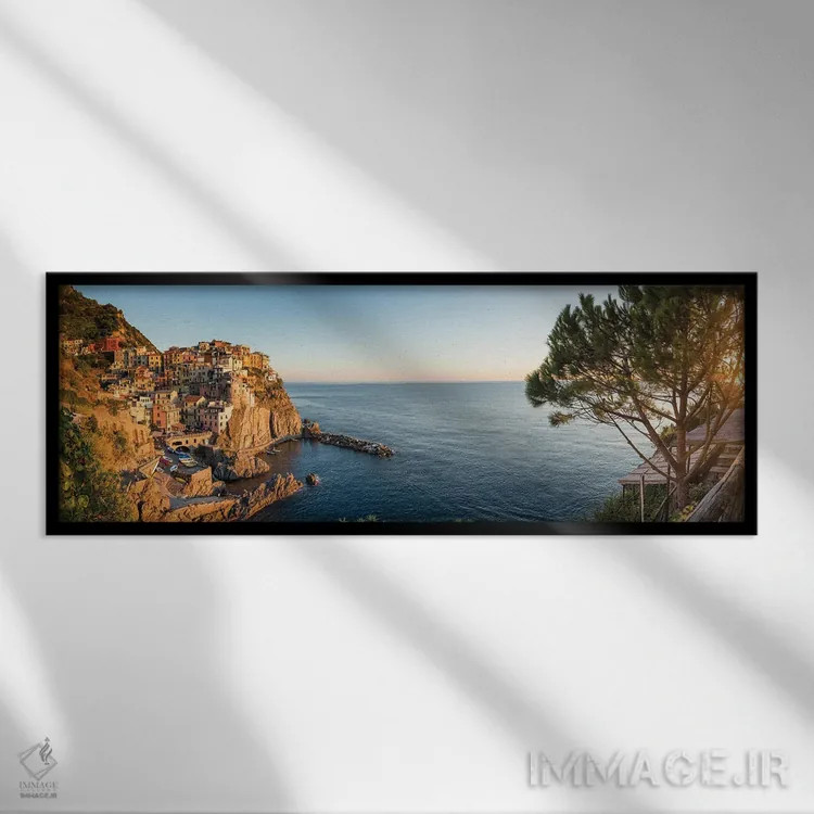 تابلو Cinque Terre Coast, Italy,نمای پانوراما از مانارولا، ساحل چینکو تره، ایتالیا اثر یان بکه - نمای قابدار مشکی