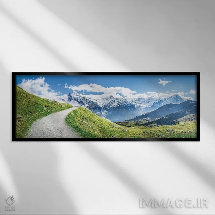 تابلو آلپ سوئیس در نزدیکی گرینلوالد اثر یان بکه - نمای قابدار مشکی