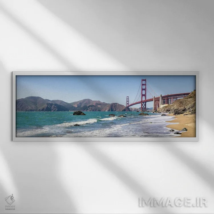 تابلو San Francisco, California, Usa,پل گلدن گیت از ساحل مارشال، سانفرانسیسکو (کالیفرنیا) اثر یان بکه - نمای قابدار سفید