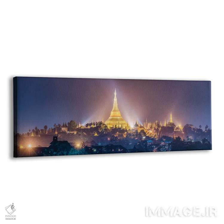تابلو Myanmar,نمای پانوراما از پاگودای طلایی شویداگون در شب، یانگون، میانمار اثر یان بکه - نمای پرسپکتیو محصول