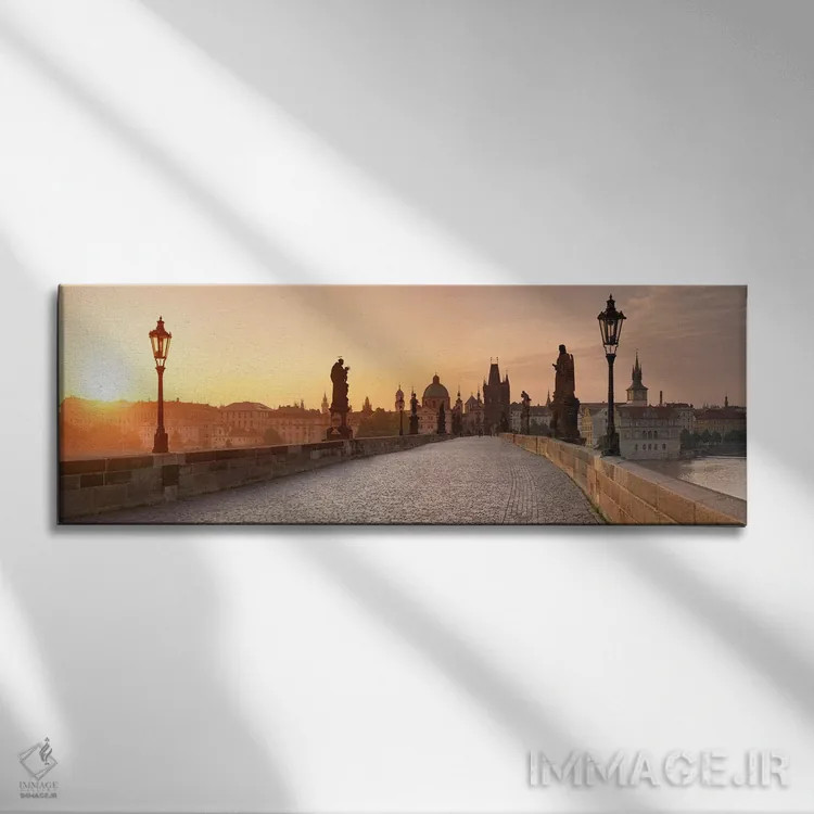 تابلو Czech Republic,طلوع خورشید در پل چارلز در پراگ، جمهوری چک اثر یان بکه - نمای روبهرو روی دیوار