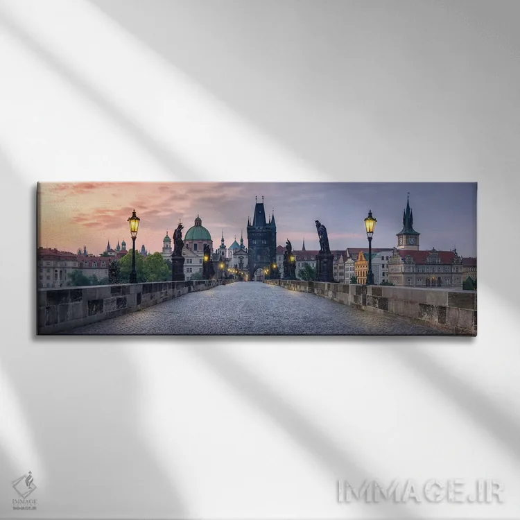 تابلو Czech Republic,نمای پانوراما از پل چارلز در پراگ، جمهوری چک اثر یان بکه - نمای روبهرو روی دیوار