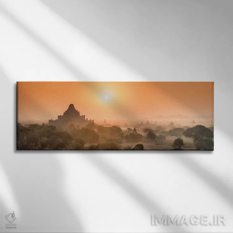 تابلو Bagan, Myanmar,معبد دهامایانگی در زمان طلوع خورشید، باگان، میانمار اثر یان بکه - نمای روبهرو روی دیوار