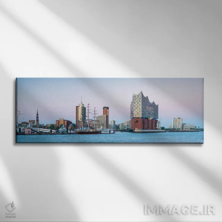 تابلو Germany,نمای تالار کنسرت البفیلارمونی در منطقه هافنسیتی هامبورگ، آلمان اثر یان بکه - نمای روبهرو روی دیوار