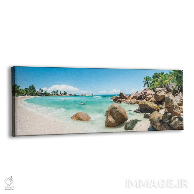 تابلو Seychelles,نمای پانوراما از یک ساحل گرمسیری در جزیره پرسلین، سیشل اثر یان بکه - نمای پرسپکتیو محصول