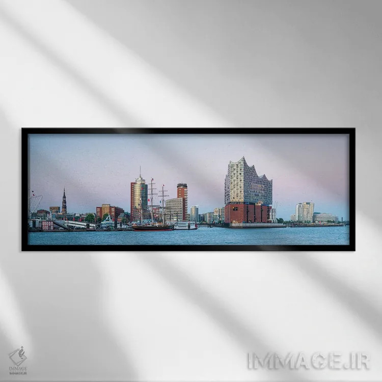 تابلو Germany,نمای تالار کنسرت البفیلارمونی در منطقه هافنسیتی هامبورگ، آلمان اثر یان بکه - نمای قابدار مشکی