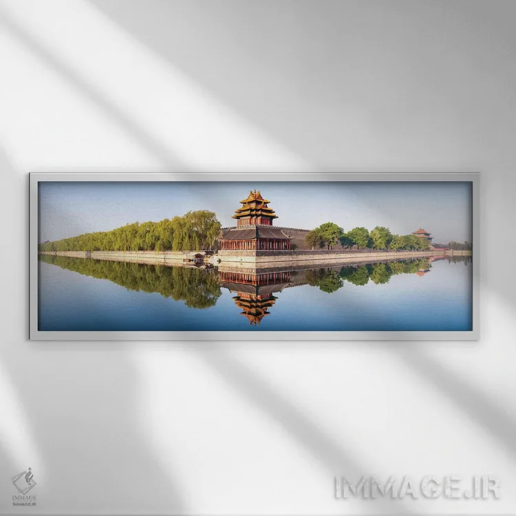 تابلو برج دیدبانی شهر ممنوعه در پکن اثر یان بکه - نمای قابدار سفید