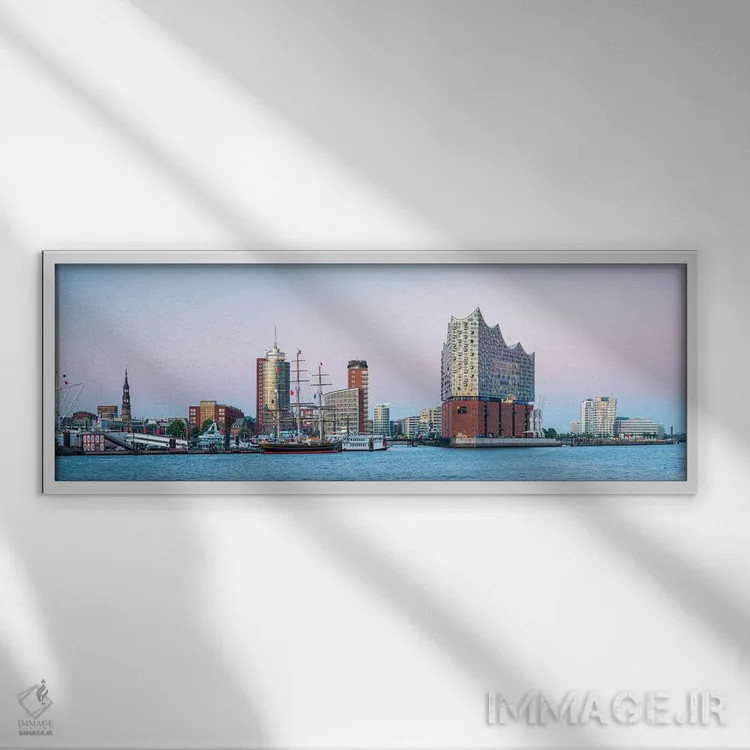 تابلو Germany,نمای تالار کنسرت البفیلارمونی در منطقه هافنسیتی هامبورگ، آلمان اثر یان بکه - نمای قابدار سفید