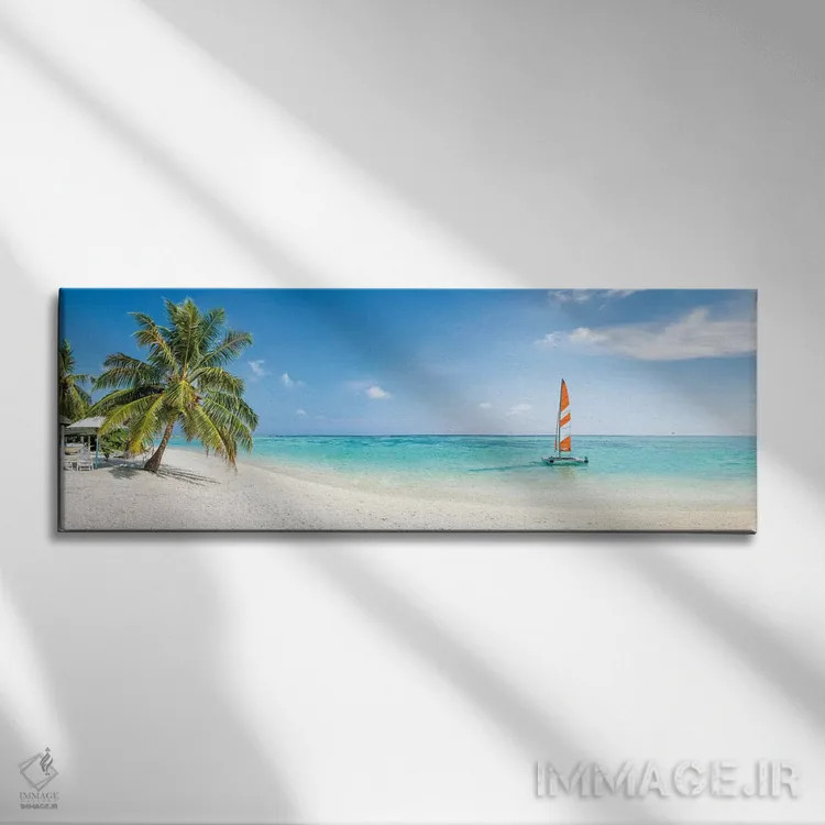 تابلو پانورامای ساحل در مالدیو اثر یان بکه - نمای روبهرو روی دیوار