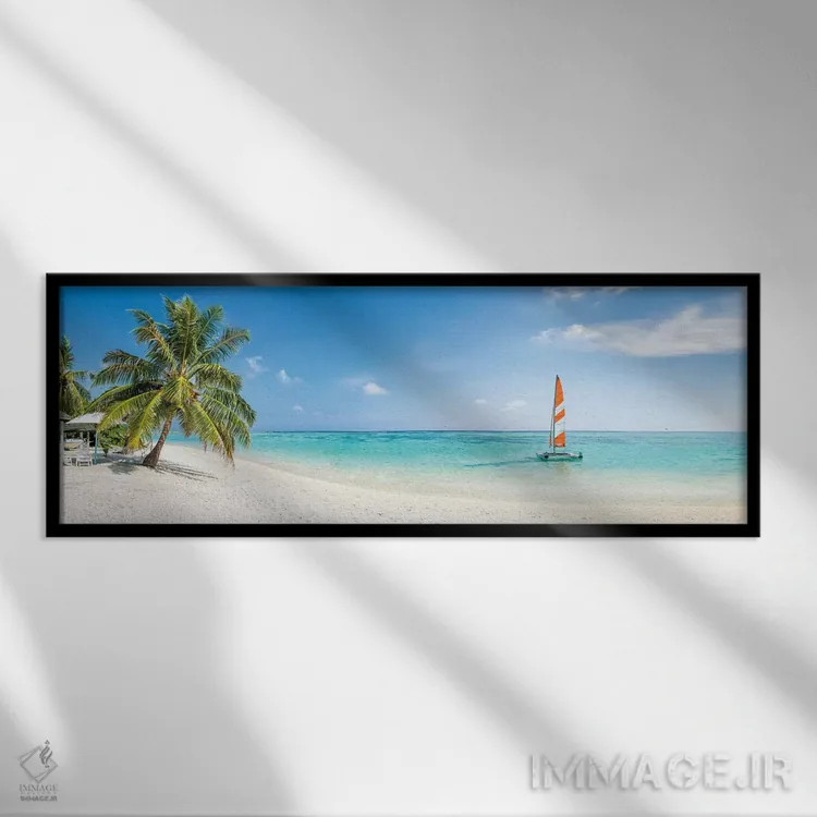 تابلو پانورامای ساحل در مالدیو اثر یان بکه - نمای قابدار مشکی