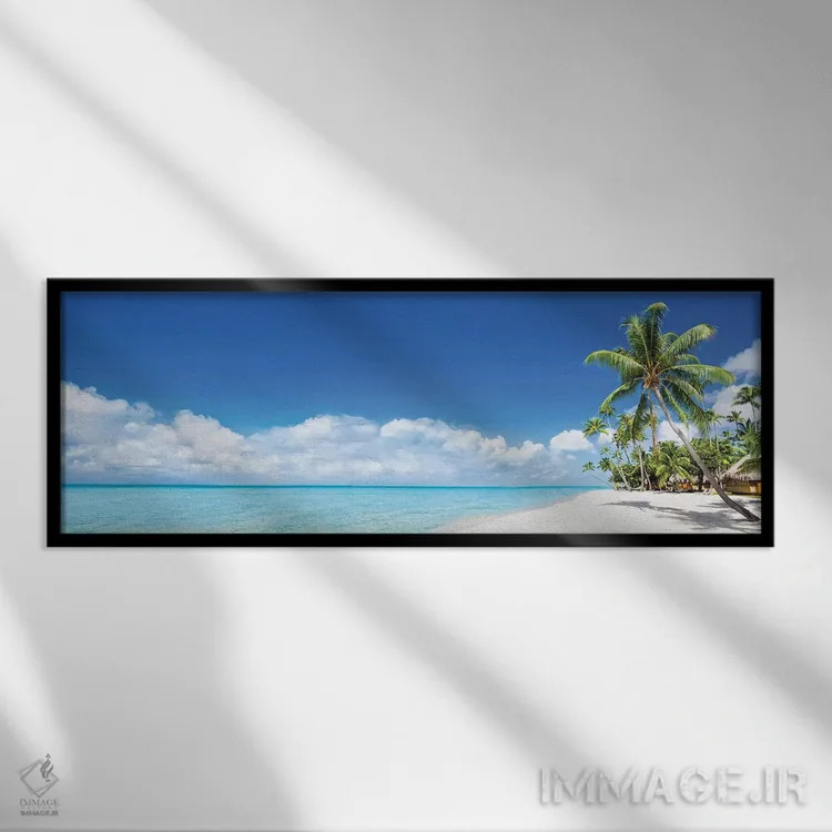 تابلو پانورامای ساحل گرمسیری در بورا بورا اثر یان بکه - نمای قابدار مشکی