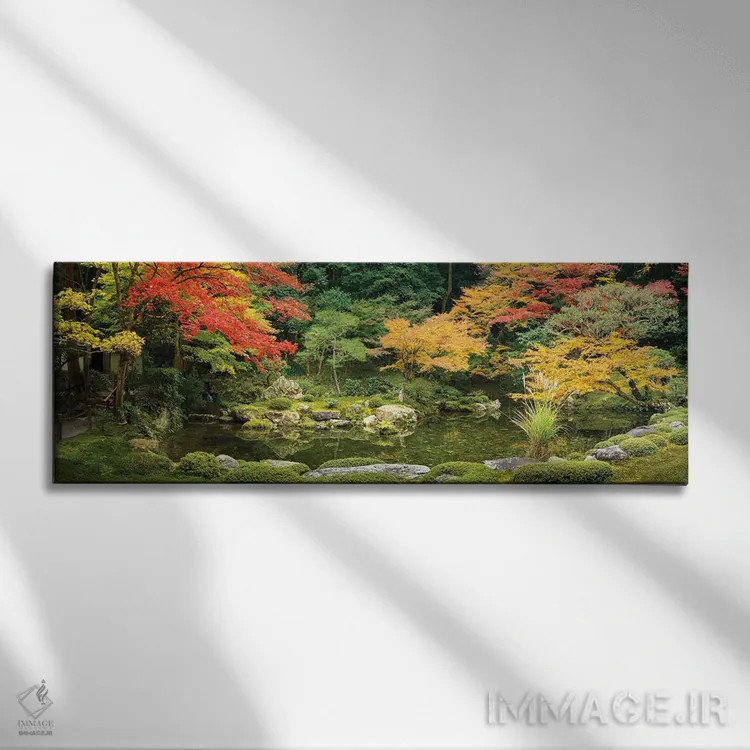 تابلو Kyoto, Japan,نمای پانورامای یک باغ ژاپنی در فصل پاییز، کیوتو، ژاپن اثر یان بکه - نمای روبهرو روی دیوار