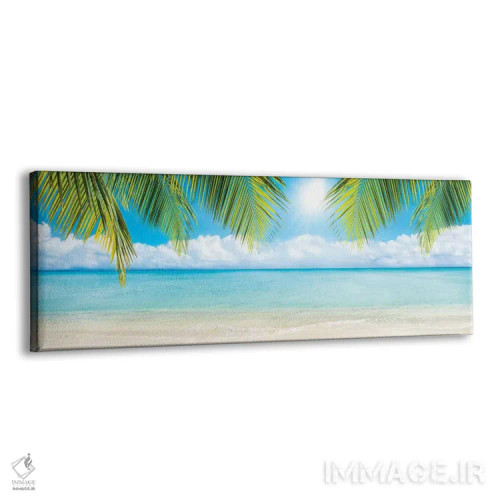 تابلو پانورامای ساحل با شاخههای نخل اثر یان بکه - نمای پرسپکتیو محصول