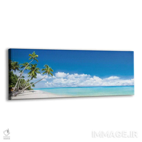 تابلو پانورامای ساحل با درختان نخل اثر یان بکه - نمای پرسپکتیو محصول
