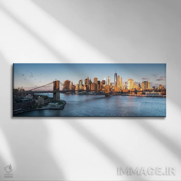 تابلو پل بروکلین و افق منهتن اثر یان بکه - نمای روبهرو روی دیوار