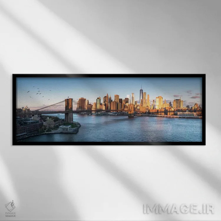 تابلو پل بروکلین و افق منهتن اثر یان بکه - نمای قابدار مشکی