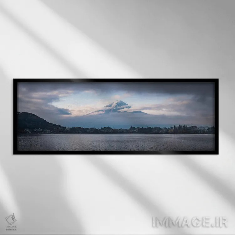 تابلو کوه فوجی در دریاچه کاواگوچیکو اثر یان بکه - نمای قابدار مشکی