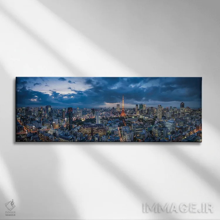 تابلو پانورامای افق توکیو در گرگومیش با منظره برج توکیو اثر یان بکه - نمای روبهرو روی دیوار