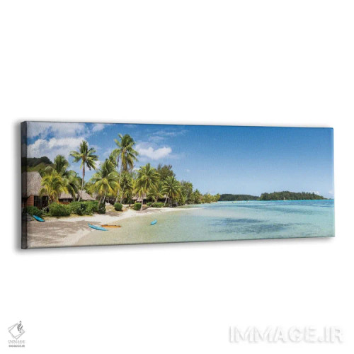 تابلو French Polynesia,پانورامای ساحل استوایی در جزیره مورئا، پلینزی فرانسه اثر یان بکه - نمای پرسپکتیو محصول