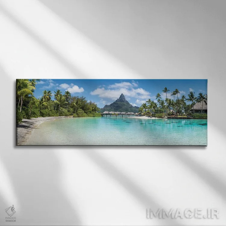 تابلو پانورامای بورا بورا با منظره کوه اوتِمانو اثر یان بکه - نمای روبهرو روی دیوار