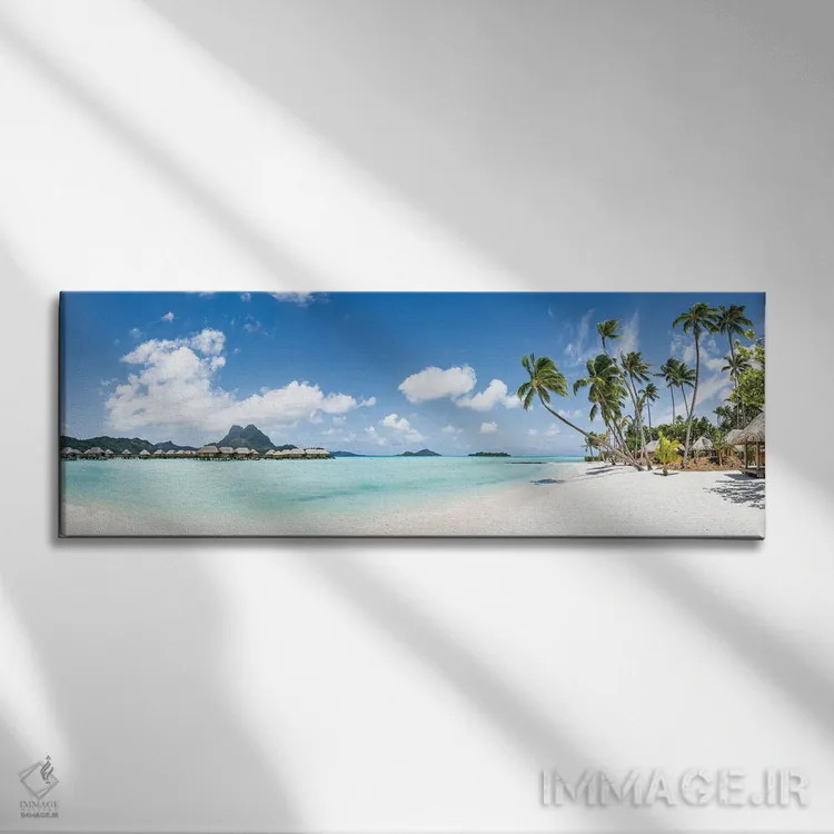تابلو French Polynesia,پانورامای ساحل استوایی در بورا بورا، پلینزی فرانسه اثر یان بکه - نمای روبهرو روی دیوار