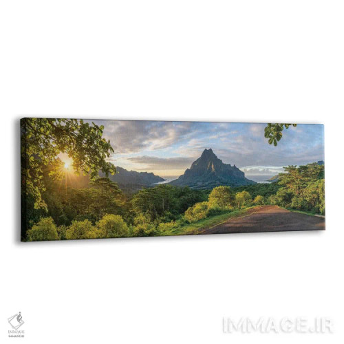 تابلو Moorea, French Polynesia,چشمانداز بلودره با کوه روتویی هنگام غروب، مورئا، پلینزی فرانسه اثر یان بکه - نمای پرسپکتیو محصول