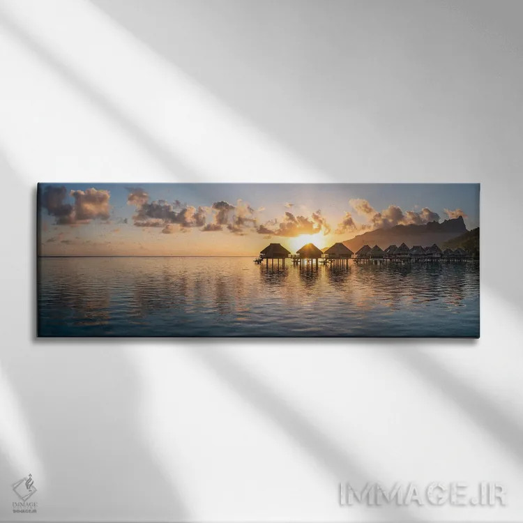 تابلو French Polynesia,تالاب مورئا هنگام طلوع آفتاب، پلینزی فرانسه اثر یان بکه - نمای روبهرو روی دیوار