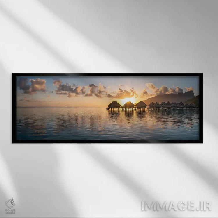 تابلو French Polynesia,تالاب مورئا هنگام طلوع آفتاب، پلینزی فرانسه اثر یان بکه - نمای قابدار مشکی