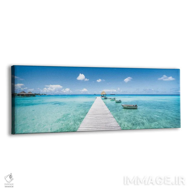 تابلو اسکله چوبی روی تالاب در پلینزی فرانسه اثر یان بکه - نمای پرسپکتیو محصول