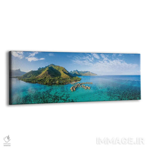 تابلو French Polynesia,منظره هوایی جزیره مورئا، پلینزی فرانسه اثر یان بکه - نمای پرسپکتیو محصول