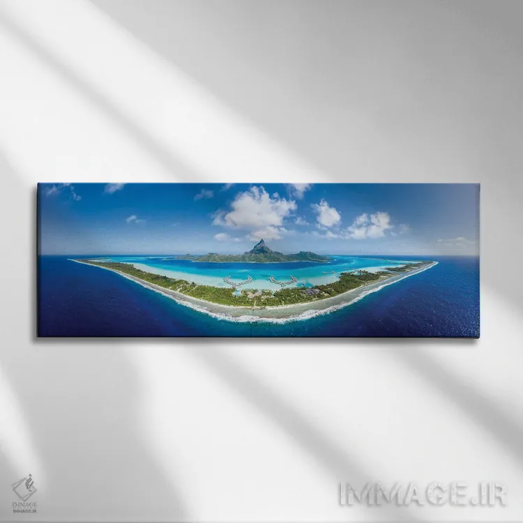 تابلو French Polynesia,منظره هوایی جزیره بورا بورا، پلینزی فرانسه اثر یان بکه - نمای روبهرو روی دیوار