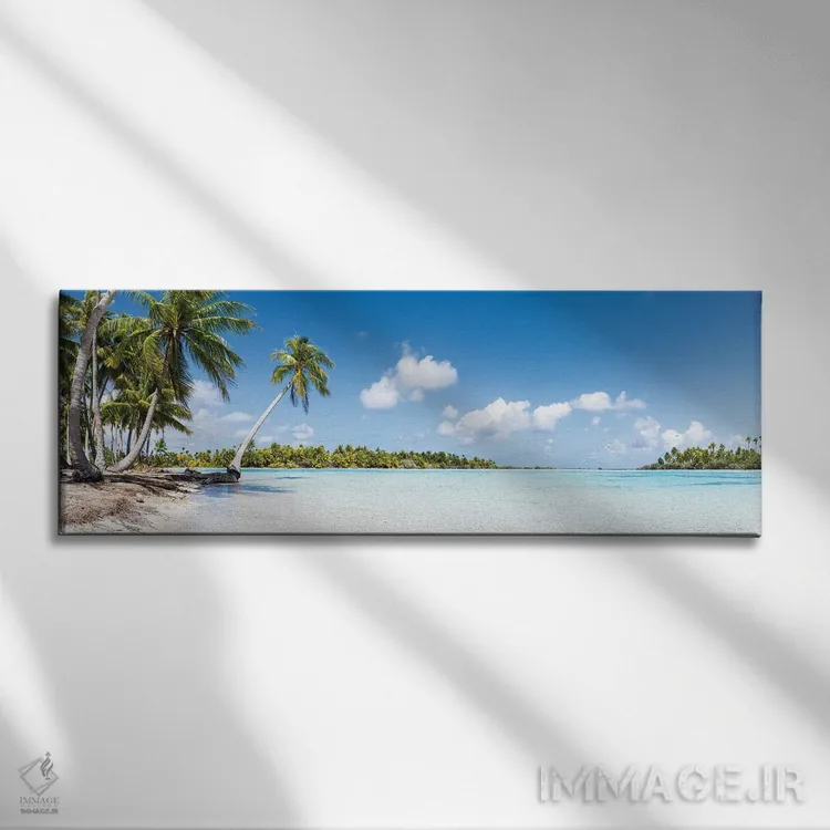 تابلو French Polynesia,تالاب آبی در فاکاراوا، پلینزی فرانسه اثر یان بکه - نمای روبهرو روی دیوار