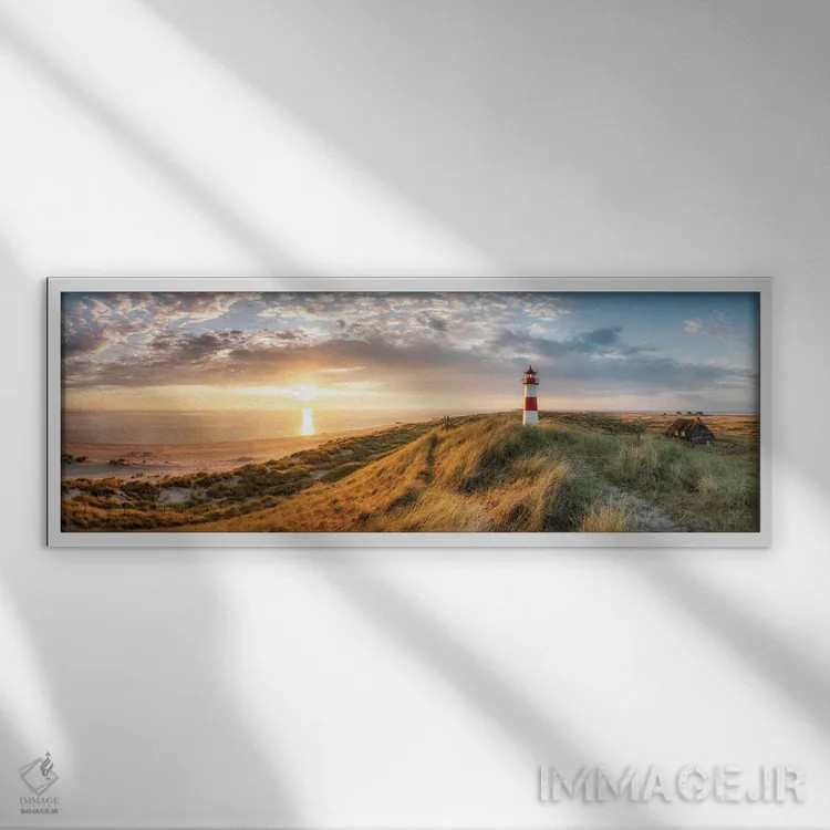 تابلو Sylt, Schleswig-Holstein, Germany,فانوس دریایی لیست اوست هنگام طلوع آفتاب، زیلت، شلسویگ-هولشتاین، آلمان اثر یان بکه - نمای قابدار سفید