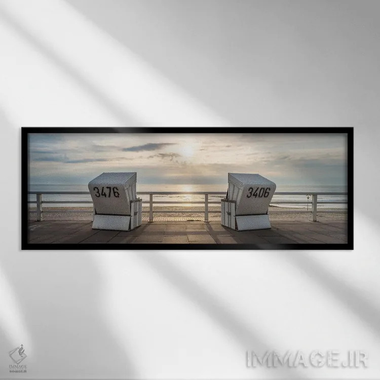 تابلو Sylt, Schleswig-Holstein, Germany,غروب آفتاب در ساحل وستاشتراند نزدیک وسترلند، زلت، اشلسویگ-هولشتاین، آلمان اثر یان بکه - نمای قابدار مشکی