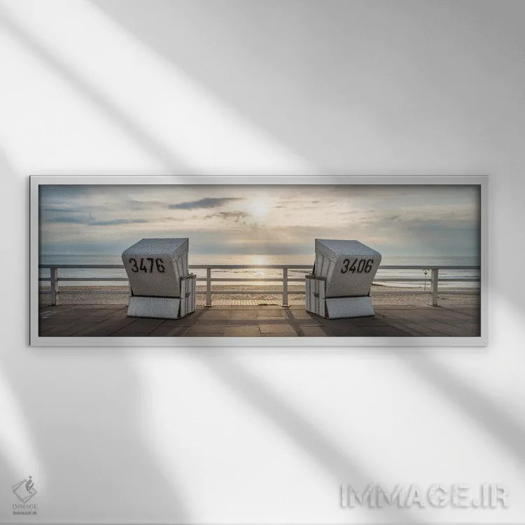 تابلو Sylt, Schleswig-Holstein, Germany,غروب آفتاب در ساحل وستاشتراند نزدیک وسترلند، زلت، اشلسویگ-هولشتاین، آلمان اثر یان بکه - نمای قابدار سفید