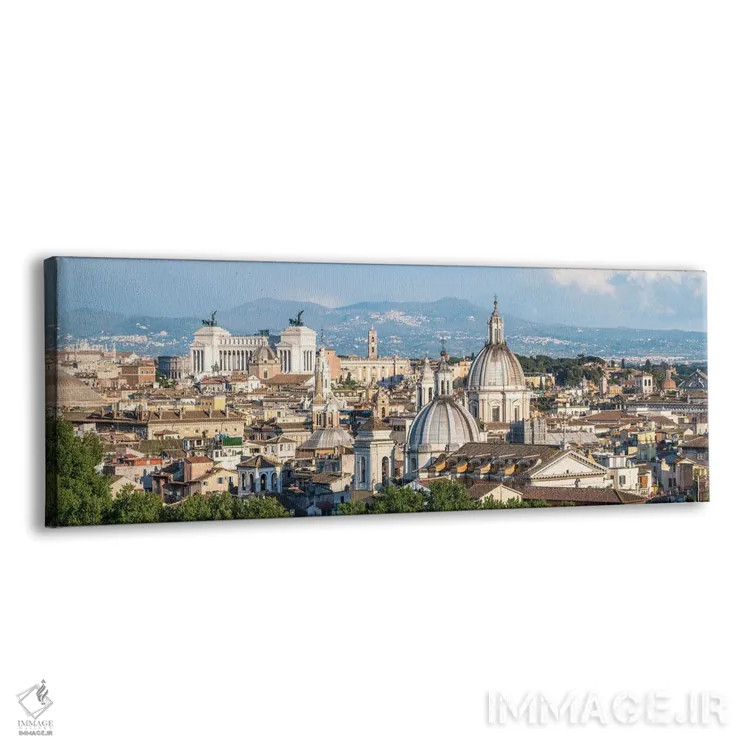 تابلو نمای پانورامای افق رم با چشمانداز واتیکان و یادبود ویکتور امانوئل دوم اثر یان بکه - نمای پرسپکتیو محصول
