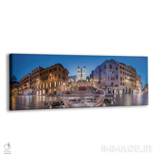 تابلو Rome, Italy,نمای پانورامای پلکان اسپانیایی و فواره بارکاتشا در میدان اسپانیا، رم، ایتالیا اثر یان بکه - نمای پرسپکتیو محصول