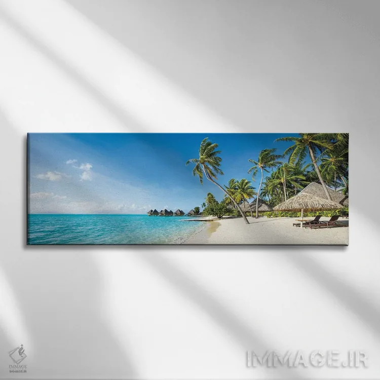 تابلو French Polynesia,اقامتگاه ساحلی در بورا بورا، پلینزی فرانسه اثر یان بکه - نمای روبهرو روی دیوار