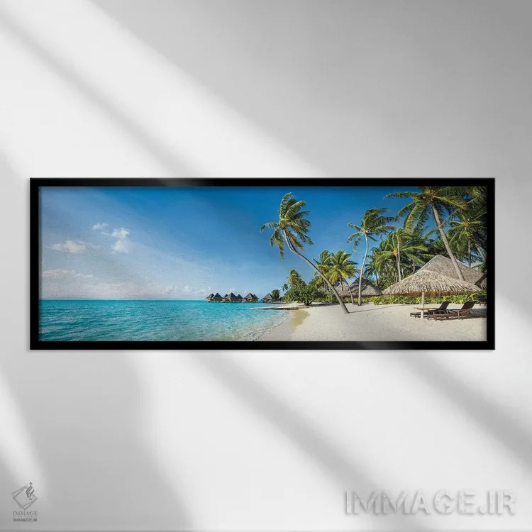 تابلو French Polynesia,اقامتگاه ساحلی در بورا بورا، پلینزی فرانسه اثر یان بکه - نمای قابدار مشکی